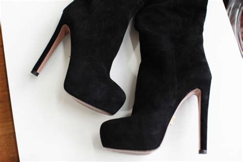 prada boots black suede|Prada high heel boots.